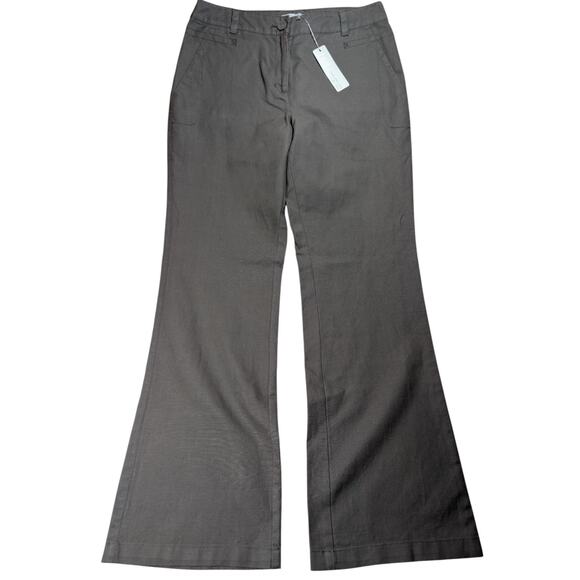 NWT Two Star Dog Women’s Gray Linen Flair Wide Leg Pants Size 10 Business Casual - Picture 1 of 7